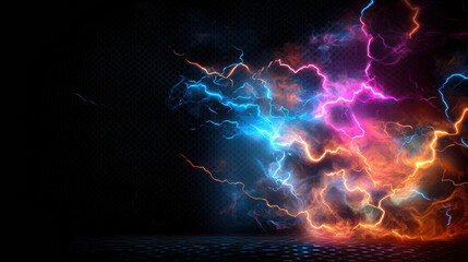 Aufkleber - Multicolored electrical sparks glowing and branching in vibrant colors