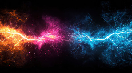 Aufkleber - Multicolored electrical sparks glowing and branching in vibrant colors
