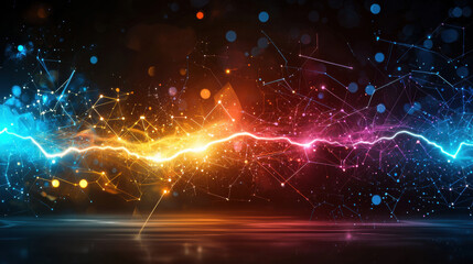 Poster - Radiant multicolored sparks glowing brightly in dynamic display
