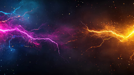 Aufkleber - Vibrant multicolored lightning bolts create dynamic cosmic scene