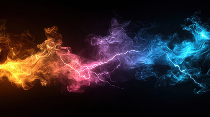 Aufkleber - Vibrant electrical sparks in rainbow of colors glow beautifully