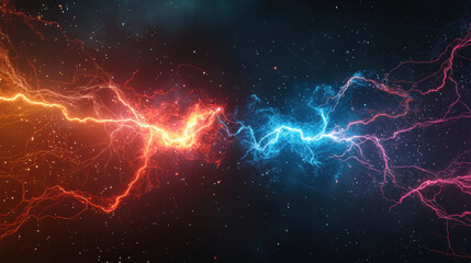 Poster - Vivid multicolored electric sparks glowing and branching in space