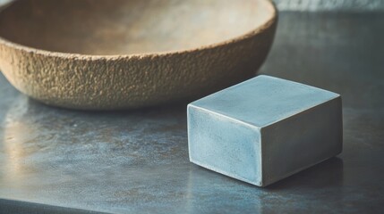 Canvas Print - Stone Cube and Bowl.