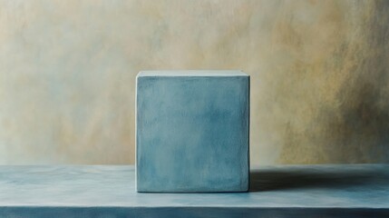 Wall Mural - Blue Cube Pedestal.