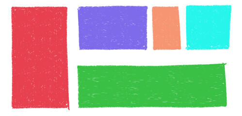 Poster - color crayon frames set isolated on white background. vector realistic illustration of red, purple, 