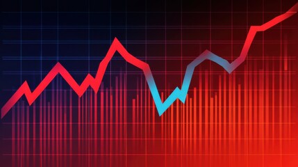 Poster - Abstract Financial Market Graph with Upward Trend, Representing Growth and Volatility in Economic Data with Vibrant Colors and Dynamic Lines