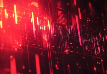 Poster - Abstract visual representation of digital data flow with bright red and orange lines on a dark background, showcasing technology and innovation in modern design