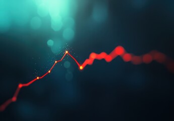 Poster - Abstract Visualization of a Rising Data Chart with Glowing Red Line Against a Cool Background, Representing Growth, Progress, and Key Performance Metrics in Digital Age