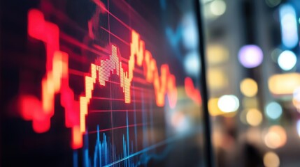 Poster - Colorful Stock Market Chart Displaying Dynamic Trends in Financial Data with Abstract Bokeh Background for Economic Analysis and Investment Concepts