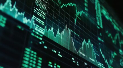 Aufkleber - Complex Digital Financial Data Visualization with Colorful Graphs and Charts Representing Market Trends in a High-Tech Environment