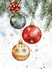 Wall Mural - christmas and happy new year backg round vector. hand painted watercolor drawing for winter season. 