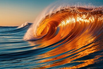 Vibrant Orange Wave with Shine and Sunset Radiance in Motion