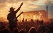 © FreyStudios - Electric Guitarist Captivating a Massive Crowd at a Sunset Concert