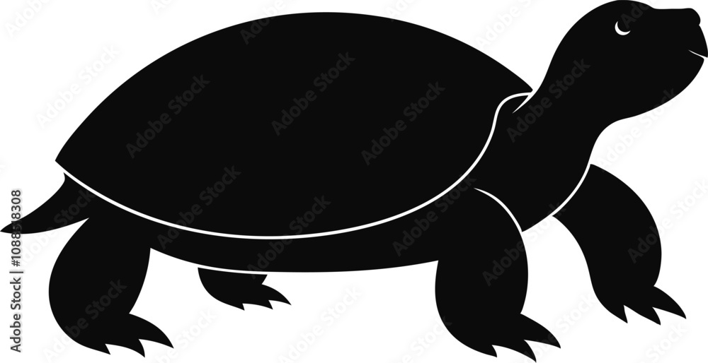 turtle black silhouette isolated vector art Illustration with white ...