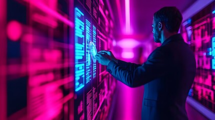 Man Interacting with Digital Interface