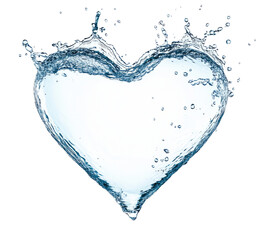 Fototapete - High-Quality PNG of Splashes of water in the shape of a heart Isolated on White Background – High Resolution