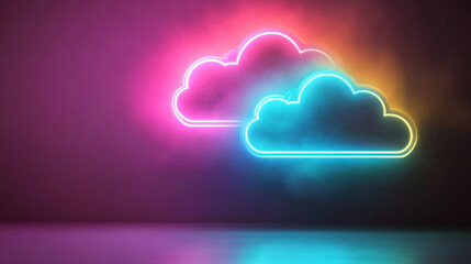 Poster - Cloud Computing Concept, Vector Illustration with Sun, Cloud, and Internet Icons