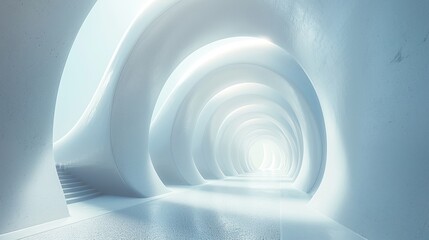 Wall Mural - Minimalist 3D Space: Abstract Light Tunnel Design, Futuristic Technology Background