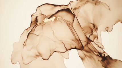 Poster - Swirling shades of beige and brown alcohol inks blend seamlessly across a light background