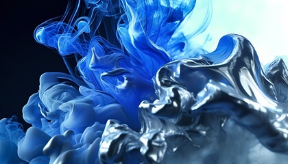 Poster - Dynamic blue smoke swirls abstract art digital rendering creative studio environment close-up viewpoint visual concept for artistic inspiration