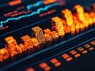 Poster - Gold bullion trading chart symbolizing precise market analysis in investments