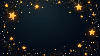 Aufkleber - A black background with two golden stars hanging from the top