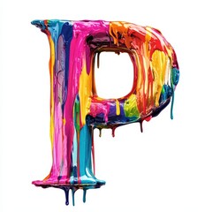 Wall Mural - a colorful, dripping paint letter 'p' showcasing artistic expression and creativity.