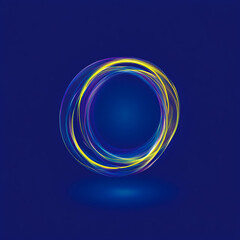 Poster - Abstract glowing circle in blue background.