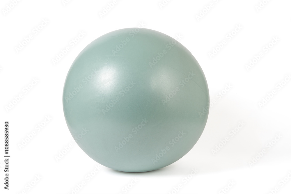 One light green fitness ball isolated on white. Sport equipment