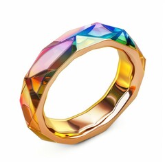 Poster - Gold ring showing multifaceted rainbow gemstone design