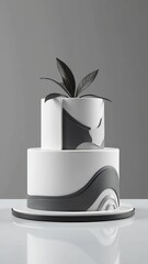 Poster - A white and gray cake with a silver stripe on it