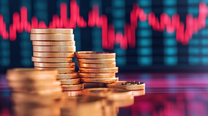 Poster - Gold coins representing savings decreasing during stock market crash