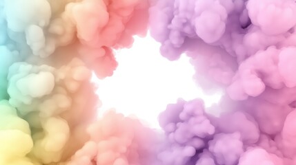 Poster - Creative artistic vibrating background with a frame for your content. Bright splashes of paint and multi-colored clouds