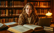 © Giordano Aita - A thoughtful looking girl sitting in a library