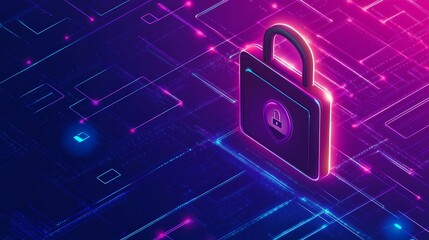 Aufkleber - A digital lock symbolizing cybersecurity and data protection in a vibrant, tech-inspired design.