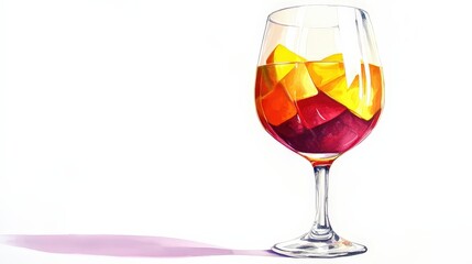 Poster - on a bright, transparent white background, a glass of fruit juice stands with its vibrant colors shi