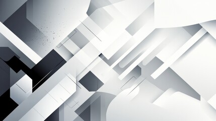 Poster - a white and gray gradient color scheme, with geometric shapes layered over the background.