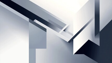 Poster - a white and gray gradient color scheme, with geometric shapes layered over the background.
