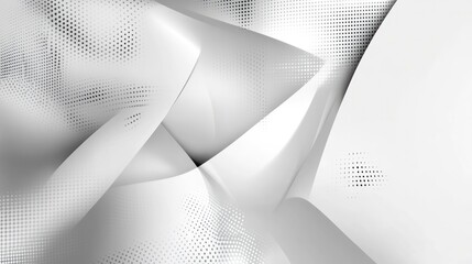 Poster - a white and gray gradient color scheme, with geometric shapes layered over the background.