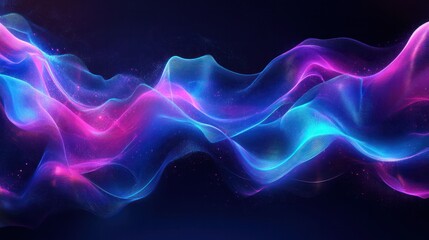 Poster - A vibrant neon wave pattern flows across the background, showcasing a blend of electric blues and purples that create a sense of movement.