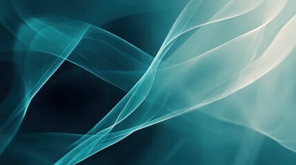 Poster - Teal glowing lines intersecting and blending with soft blurred shapes,