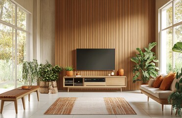  A modern living room with white walls