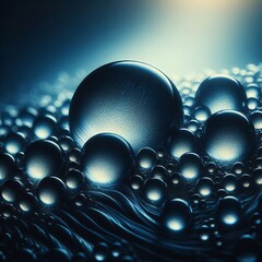Wall Mural - Water Droplets Macro photo of water droplets on a surface