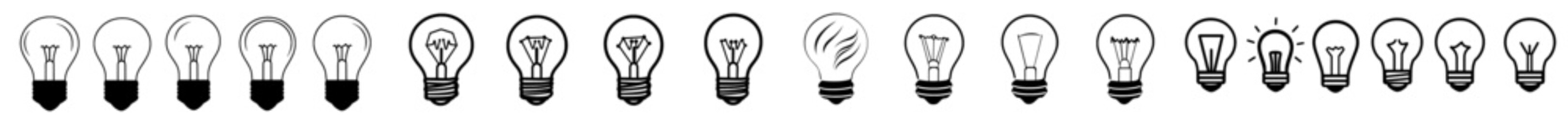 Poster - modern collection of lights or ideas. the broken light bulb turned into a yellow light symbol illust