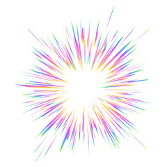 Wall Mural - light burst with rainbow prism effect. halo flare sparkles of crystal on white background. vector ra