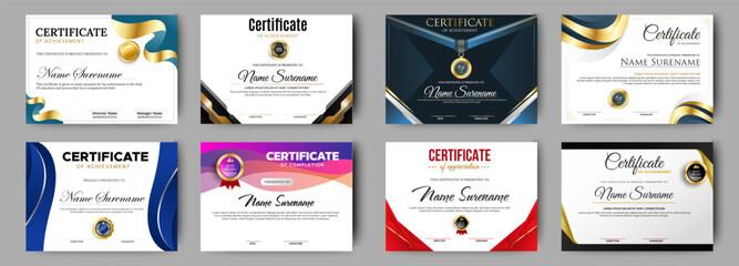 Wall Mural - certificates of appreciation border template with luxury badge and modern line and shapes. for award