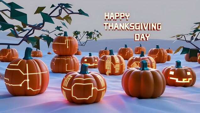Thanksgiving day illustration elements pumpkin, social media poster