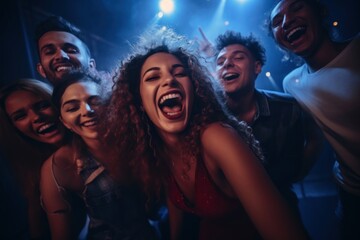 Canvas Print - Partying nightclub laughing adult.