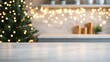 © BOJOShop - Festive Marble Countertop Blurred Christmas Tree Lights Background