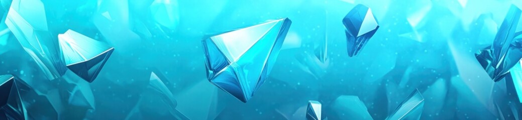 Poster - A digital artwork featuring floating, crystalline structures in a blue, ethereal background.